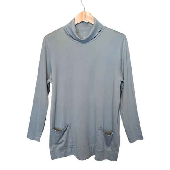 J. Jill Tops - J. Jill 100% Pima Cotton Turtleneck Longline Tunic Top Womens XL Dusty Blue